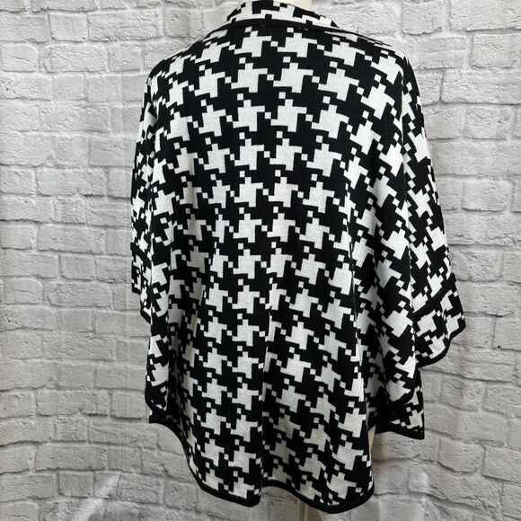 Kasper Separates Women's Large Poncho Short Sleeve Cardigan Houndstooth Casual - Picture 4 of 11
